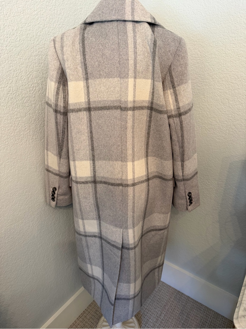 Ann Taylor Gray Plaid Double Breasted Coat XS - Picture 5 of 7